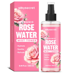 SilkySecret agua de rosas en botella para uso diario y piel suave