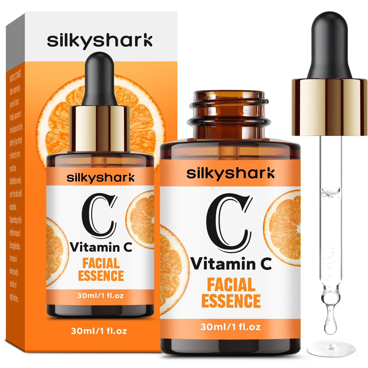 Envase compacto de SilkyShark Vitamina C Serum para uso diario