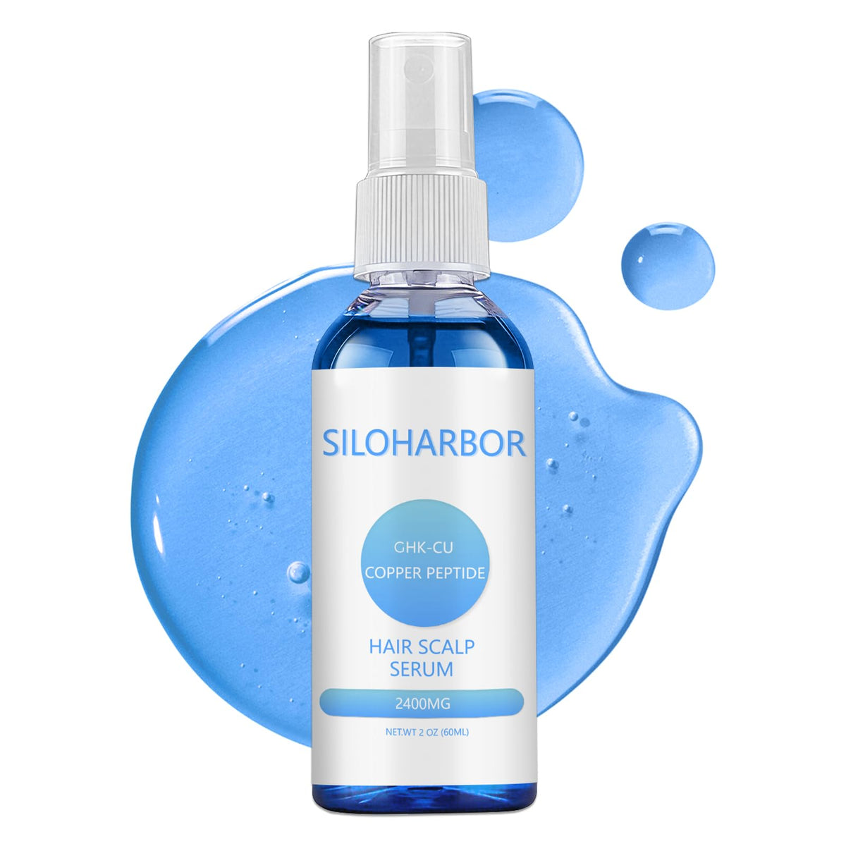 Siloharbor serum crecimiento cabello, botella visible, revitaliza desde la raíz.