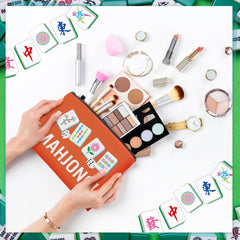 SilTriangle bolsa de maquillaje Mahjong estilo 3, práctica para bolso y viajes.