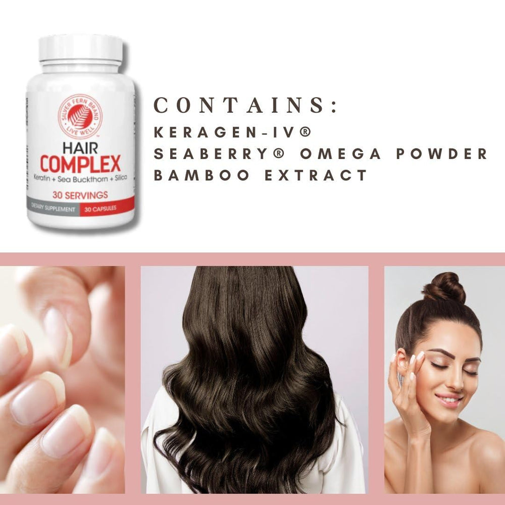 Silver Fern Hair Complex on a tidy morning routine setup