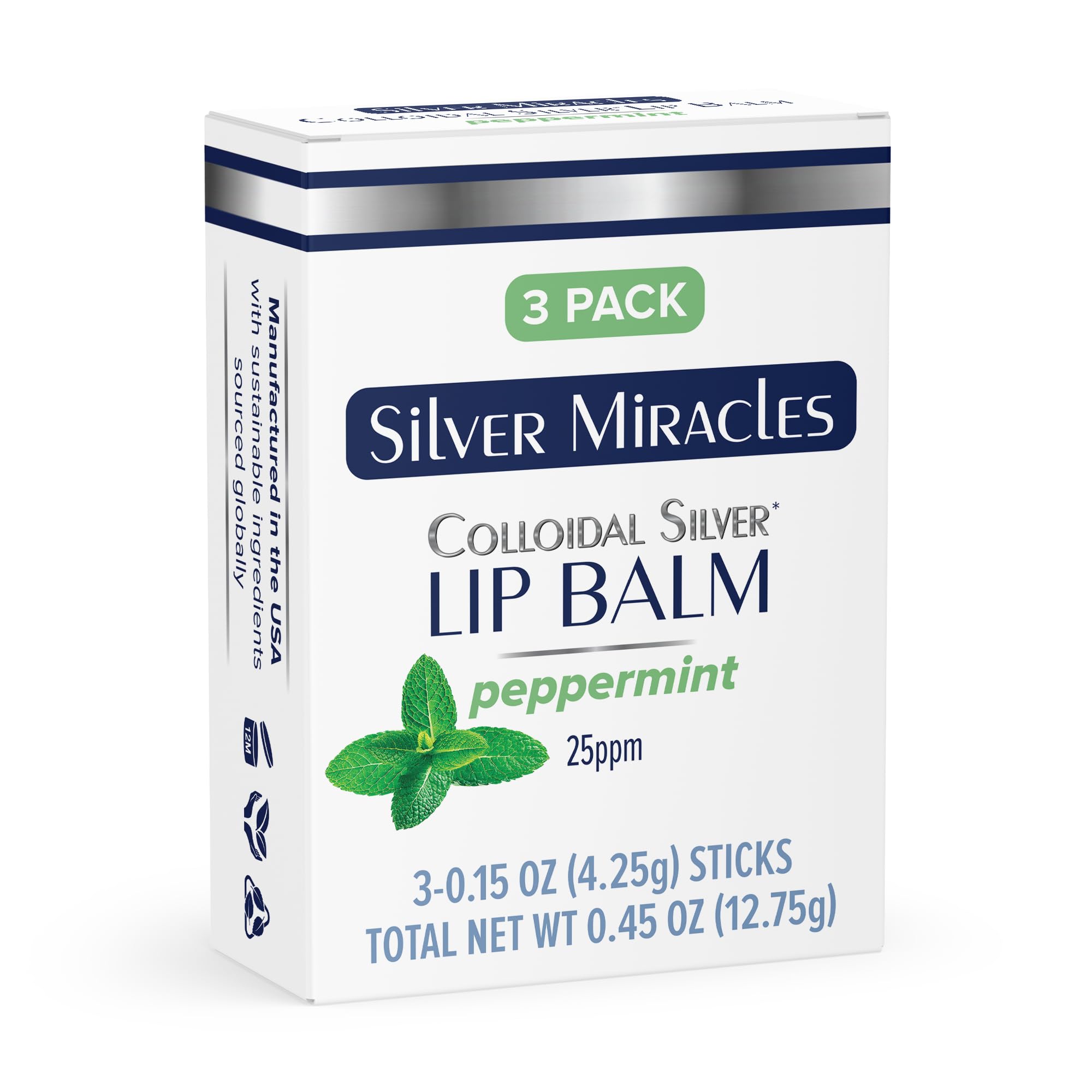Silver Miracles colloidal silver lip balm tube showing on-the-go hydration.