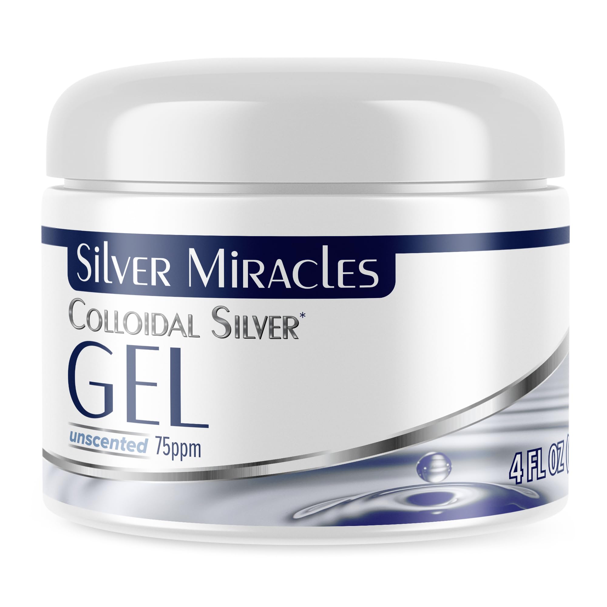 Silver Miracles Gel Coloidal en botella de 4 oz, cuidado suave para la piel.
