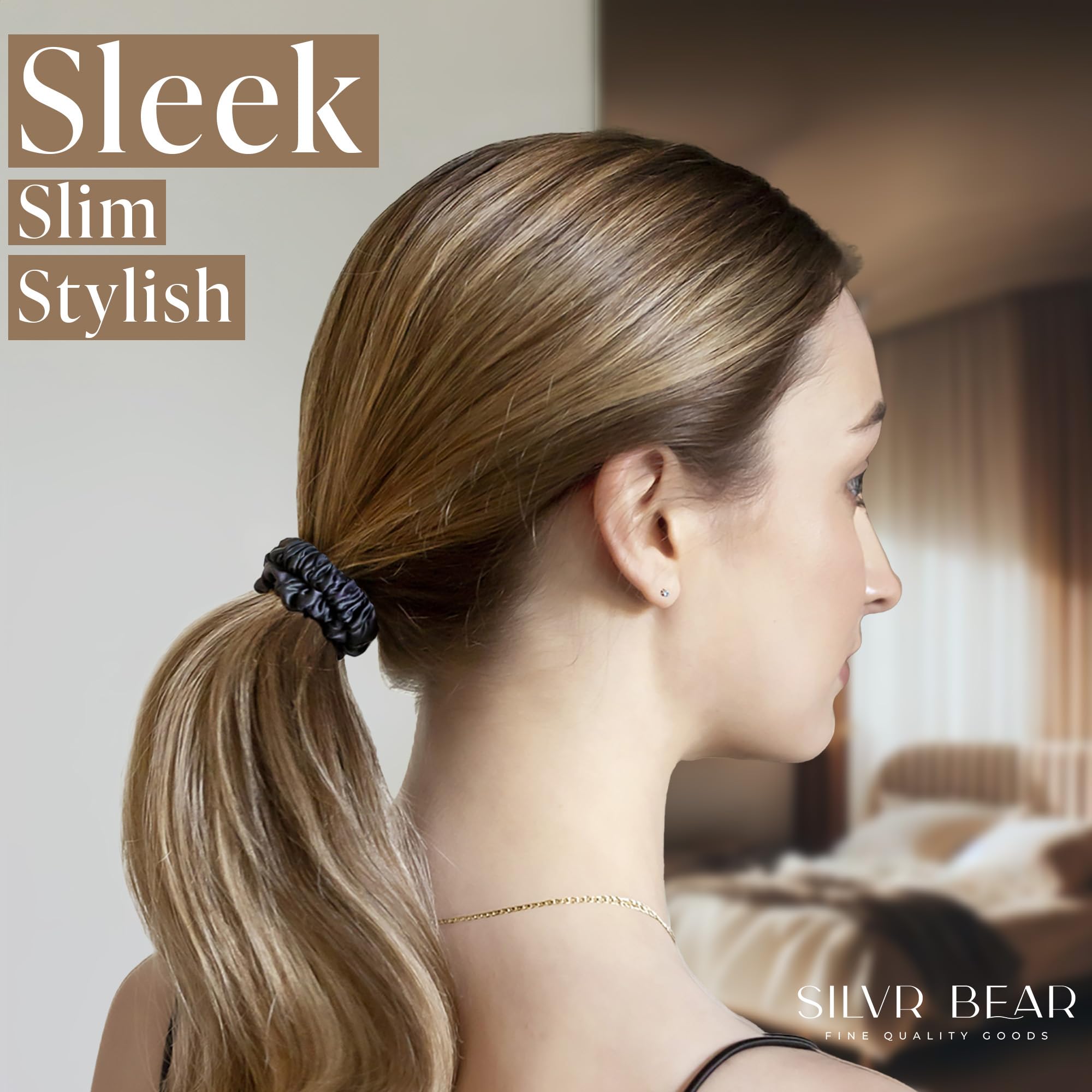 Uso diario con Silvr Bear coletero satin negro para todo tipo de peinado