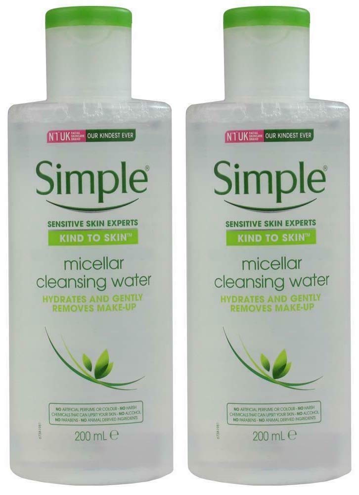 Simple Agua Micelar, botella de 198 ml: limpieza suave y desmaquillante eficaz.