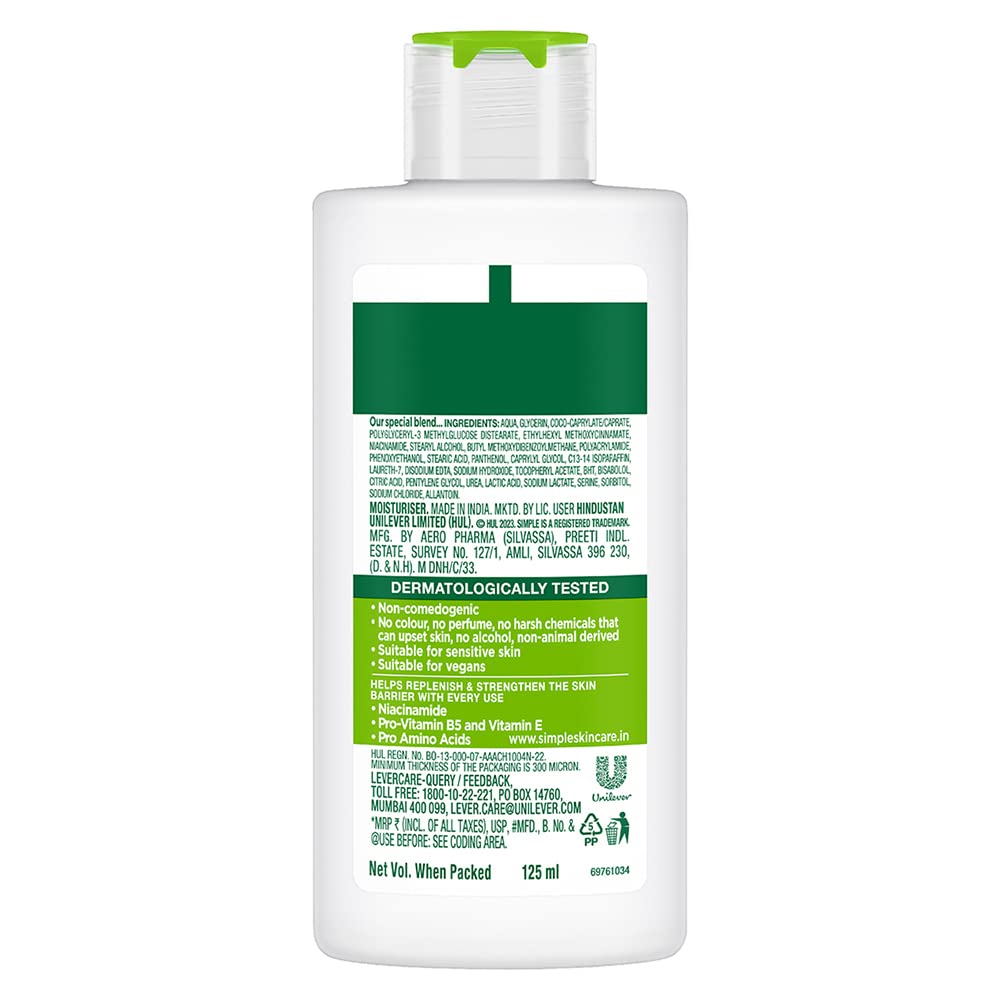 Simple hidratante enriquecido, envase de 125 ml para rutina diaria.