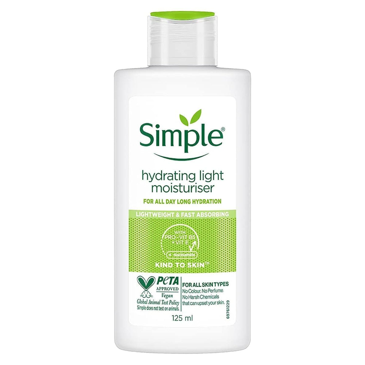 Simple Hidratante Ligero en botella de 125 ml, ideal para piel sensible
