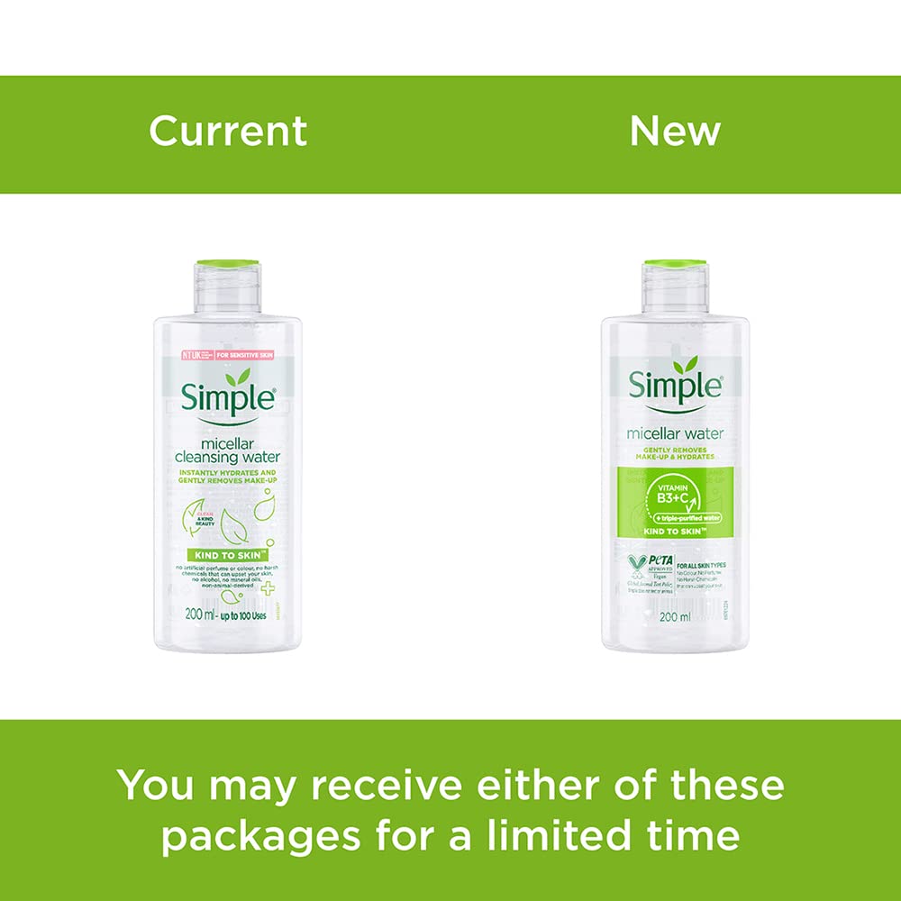 Producto de cuidado suave Simple Kind To Skin Agua Micelar para piel sensible.