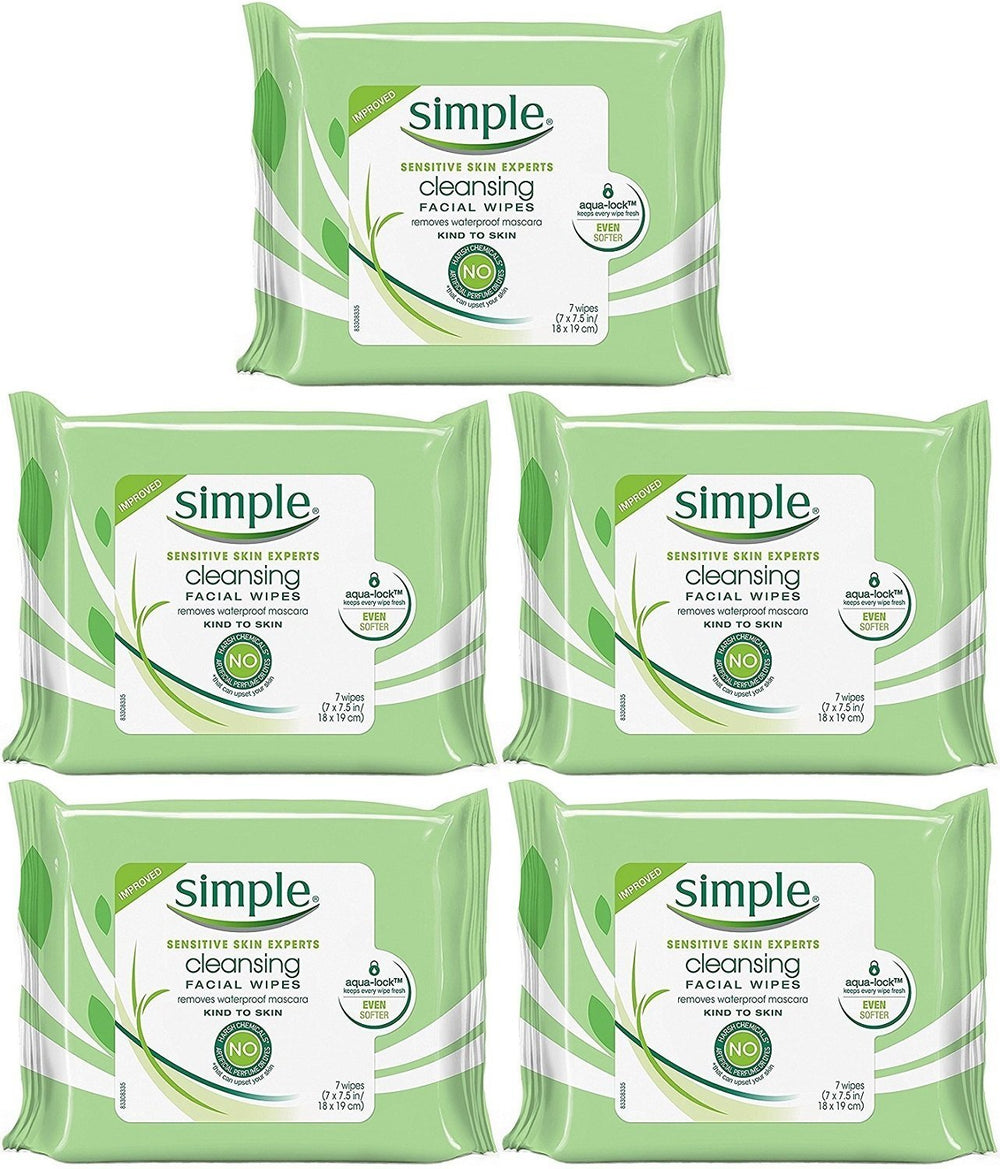 Simple Kind To Skin: toallitas faciales para viaje, limpieza suave y eliminación de maquillaje.