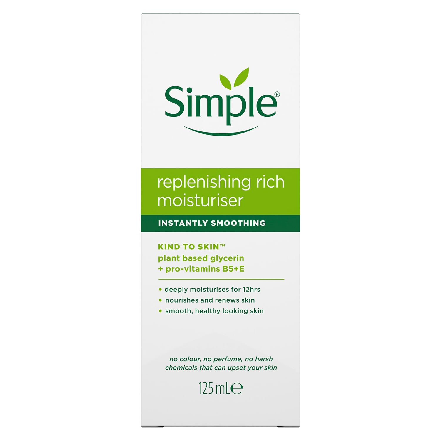 Textura suave de la crema Simple para piel sensible