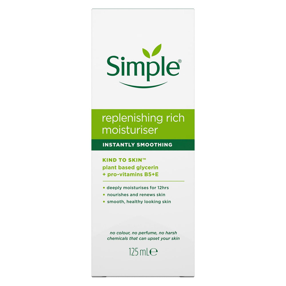 Textura suave de la crema Simple para piel sensible