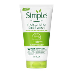 Simple limpiador facial en tubo, hidratante para piel sensible.