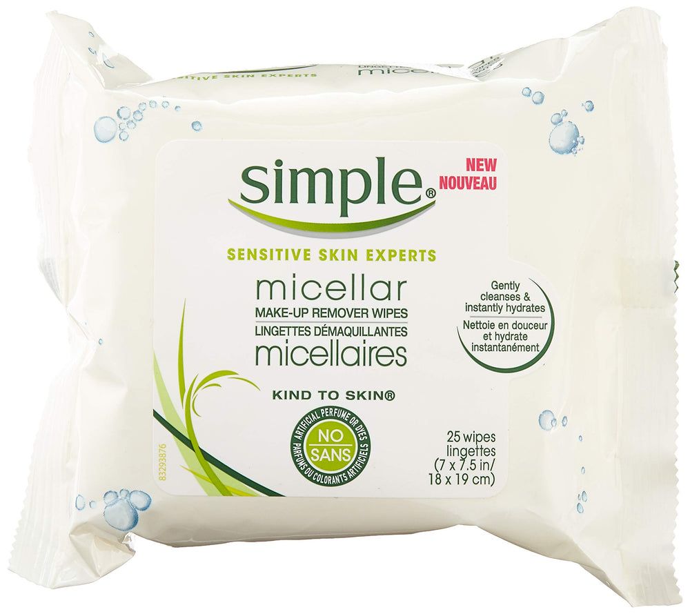 Lingettes micellaires Simple pour un démaquillage efficace et doux sur peau sensible