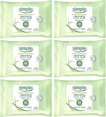 Simple toallitas faciales, empaque frontal de 25 unidades para uso diario.