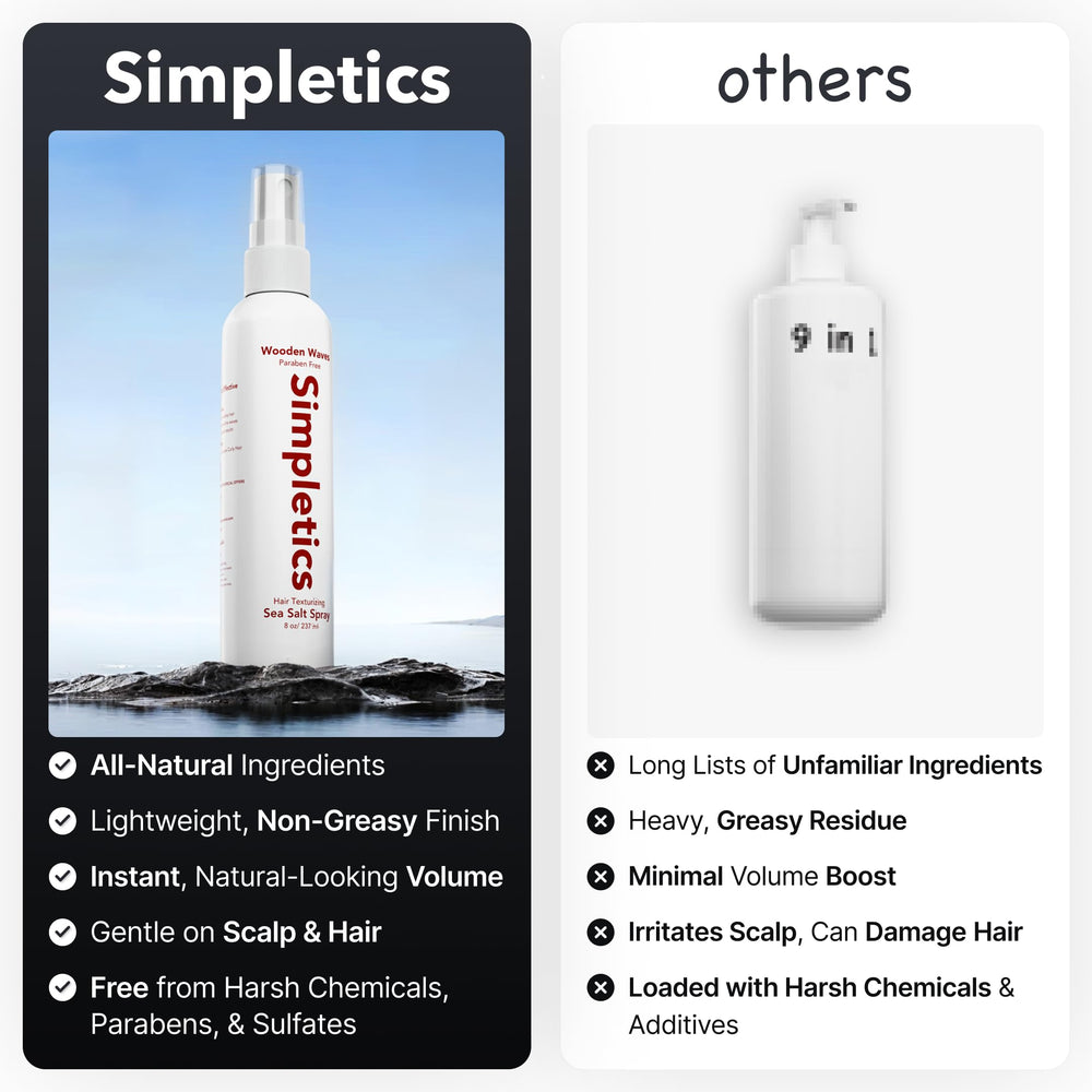 Simpletics: ingredientes-5 fórmula natural de cinco componentes para textura duradera.