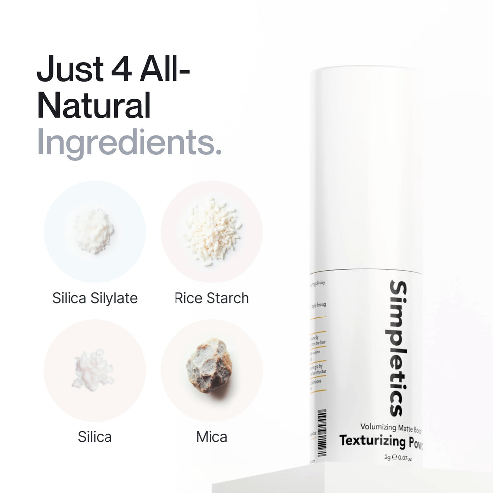 Simpletics Texturizing Powder roots application shows texture building