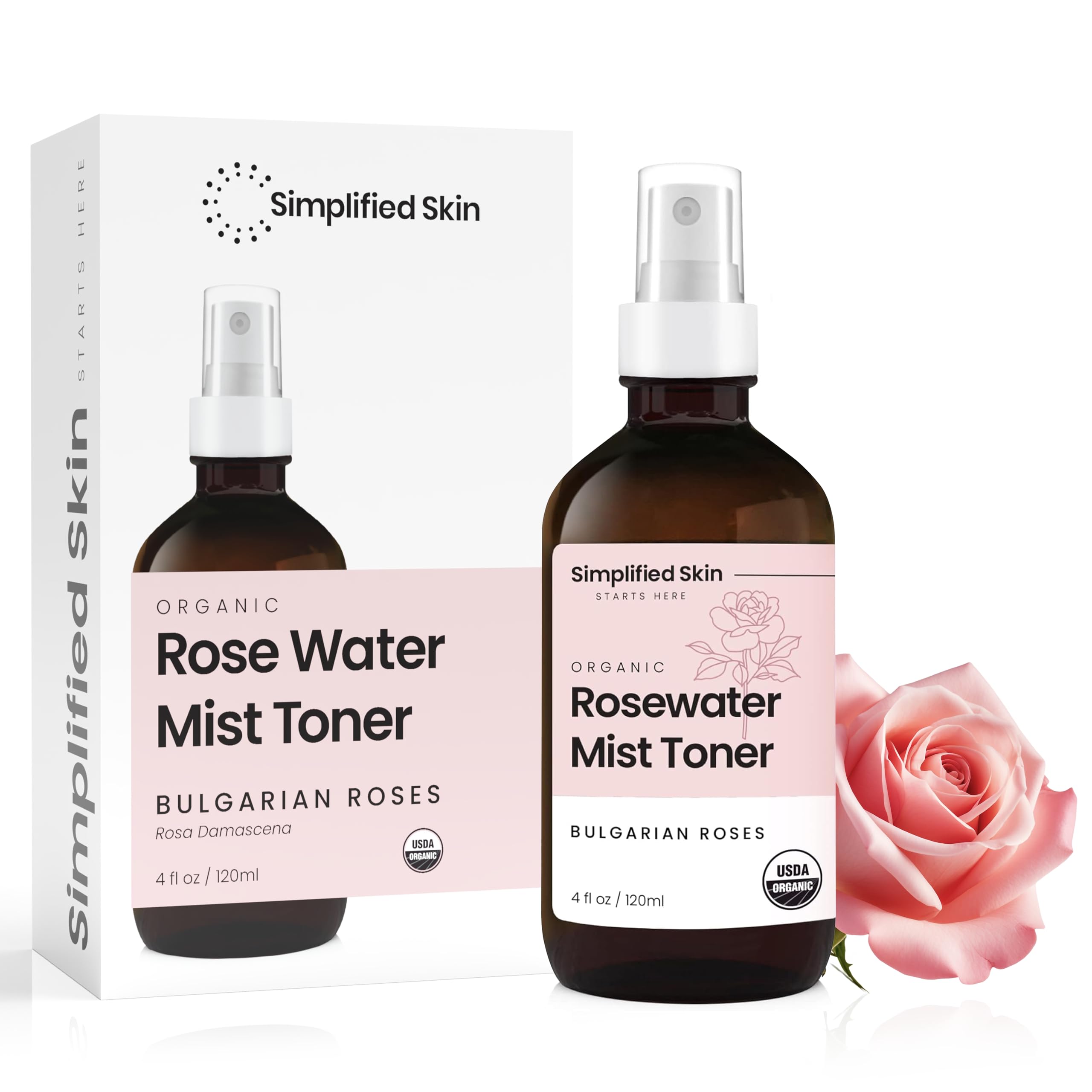 Simplified Skin organic rose water offers antioxidant-friendly refreshment.