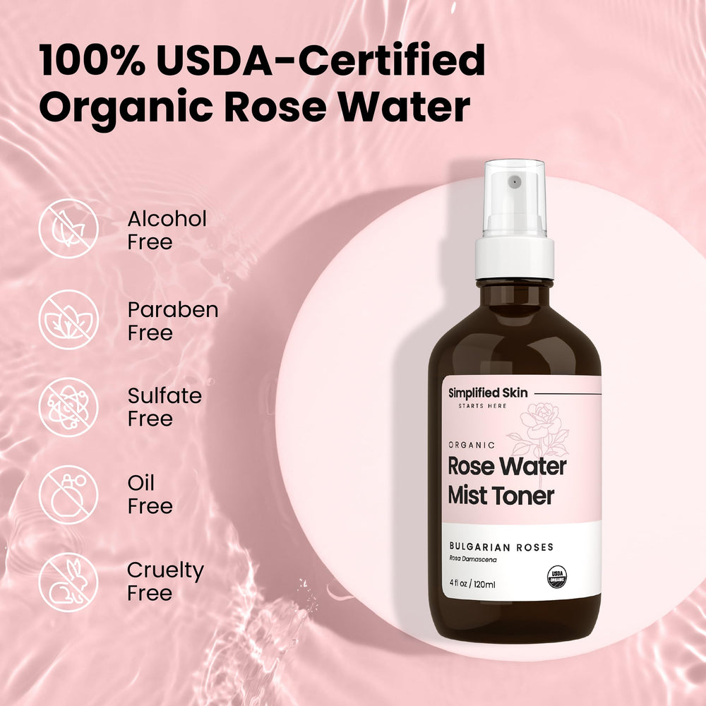 Simplified Skin Rosewater Spray natural rose scent offers spa-like feel