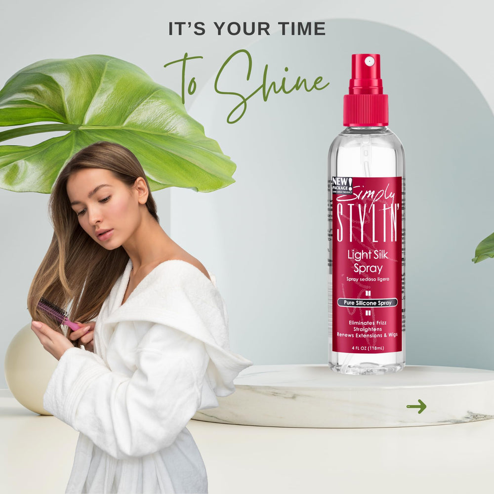 Simply Stylin' brume anti-frise pour une finition lisse.