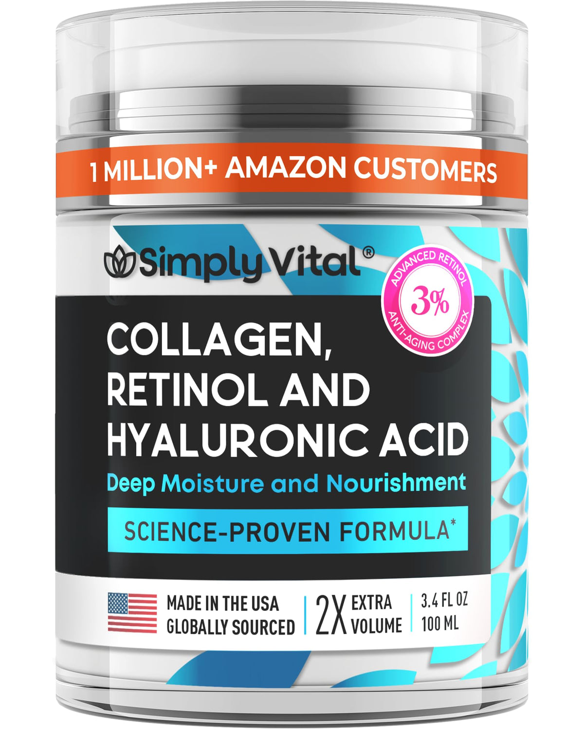 SimplyVital frasco doble tamano muestra hidratacion prolongada