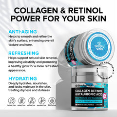 SimplyVital label highlights retinol and hyaluronic acid for balanced ingredients.