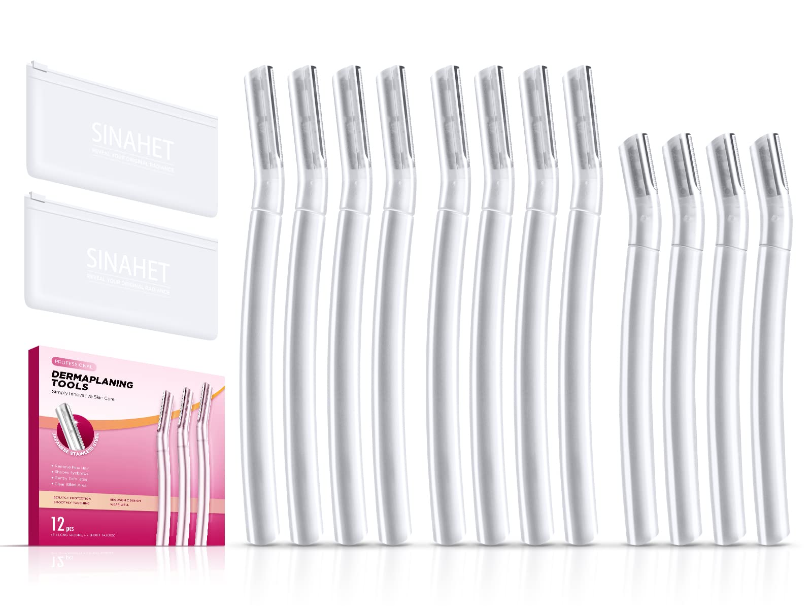 SINAHET Dermaplaning: paquete de 12 hojas para exfoliar con suavidad.