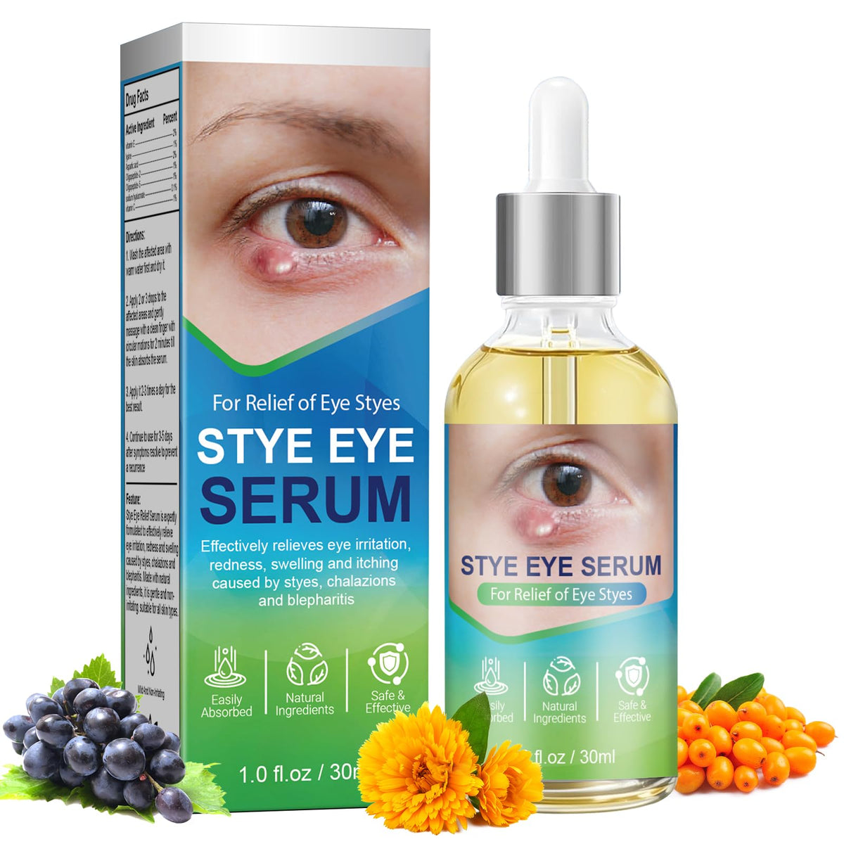 Serum de SinBron en botella para alivio suave del orzuelo y ojos irritados.