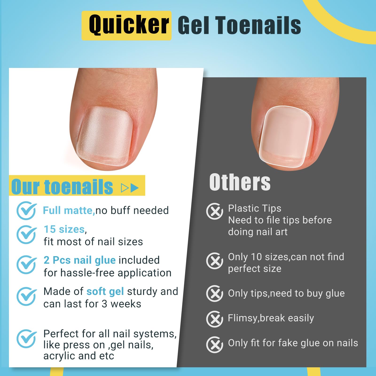 SINOKAME uñas gel dedo pie con pegamento fuerte para fijación duradera