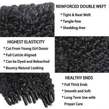 Sinuowei: paquetes de cabello humano negro natural con extremos en espiral para instalación rápida