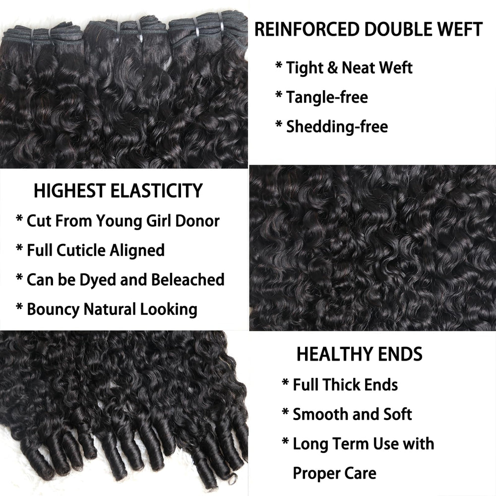 Sinuowei: paquetes de cabello humano negro natural con extremos en espiral para instalación rápida