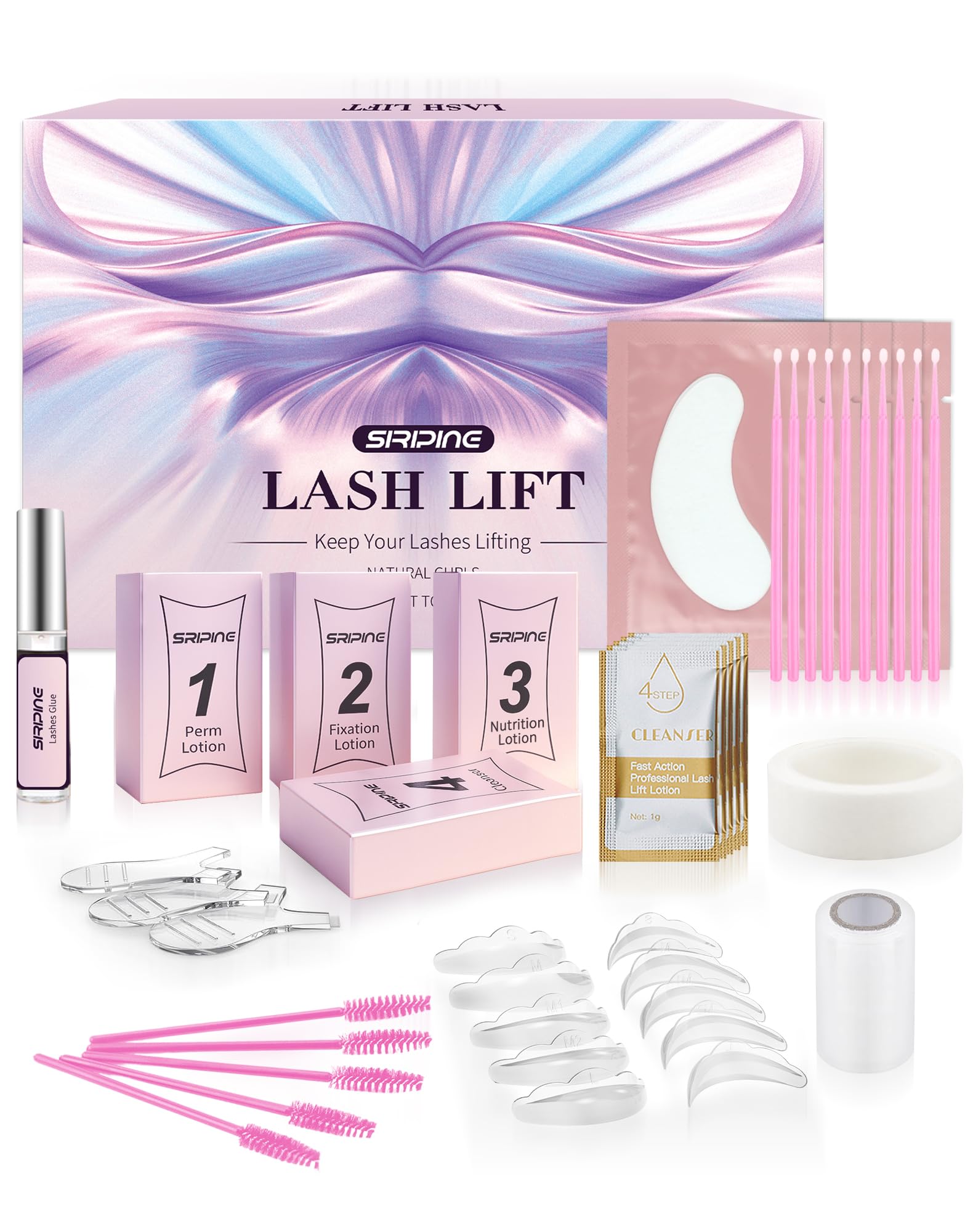 Kit de elevación de pestañas Siripine: empaque completo para empezar sin complicaciones.