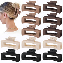 Pinza Sisiaipu para cabello medio, cuadrada, 3,5 pulgadas, color marrón, ideal para peinados rápidos.