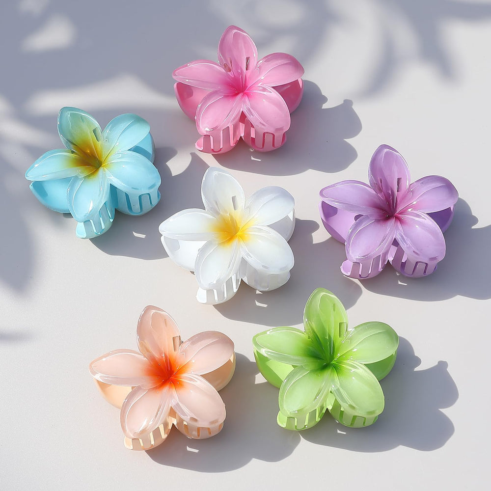 Sisiaipu clip de pelo flor plumeria, tamaño mediano para cabello grueso o fino.