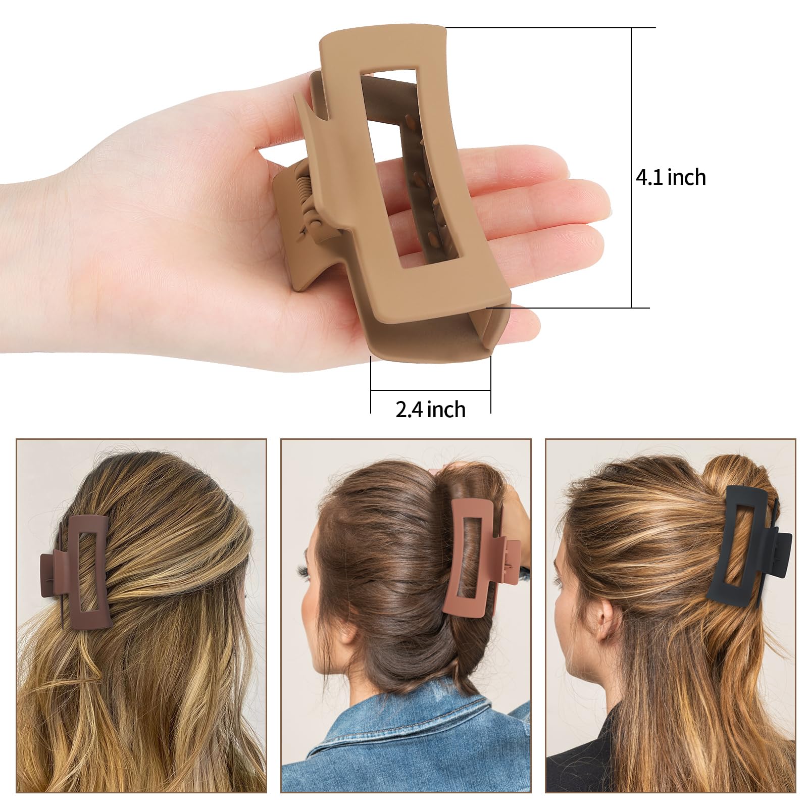 Pinza rectangular de acrílico grande de Sisiaipu para peinados estables.
