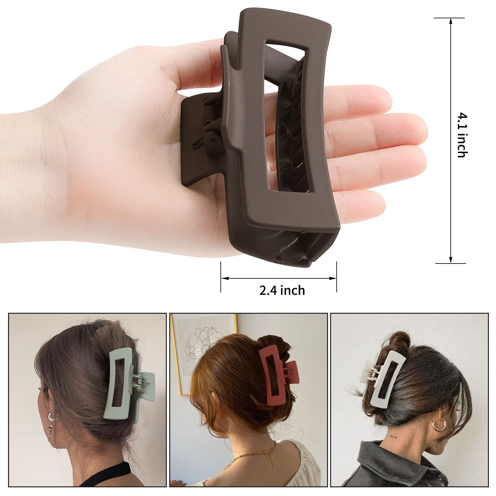 Sisiaipu clip rectangular acrílico marrón con diseño antideslizante