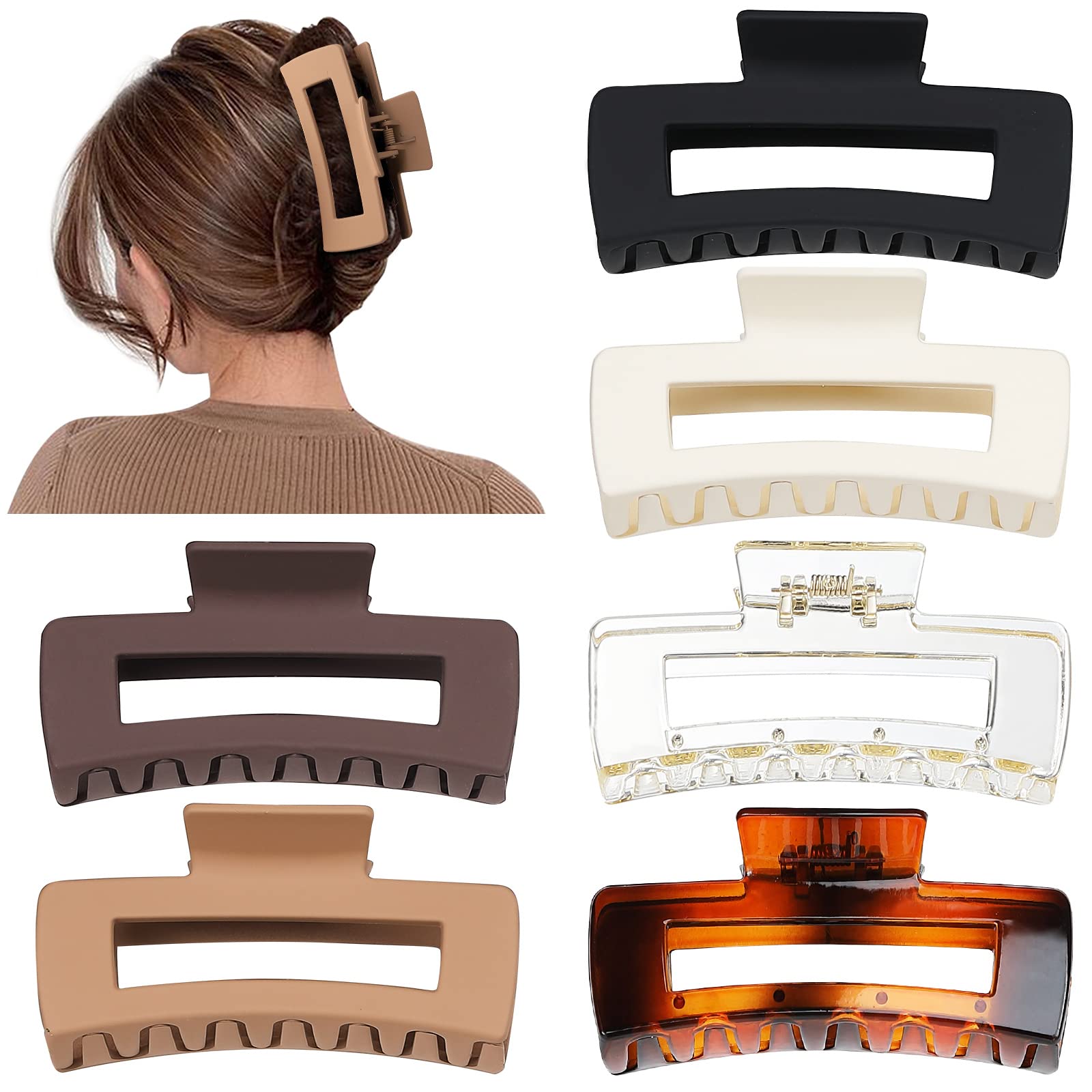 Pinzas Sisiaipu rectangulares grandes para cabello grueso, estilo diario y acabado antideslizante.