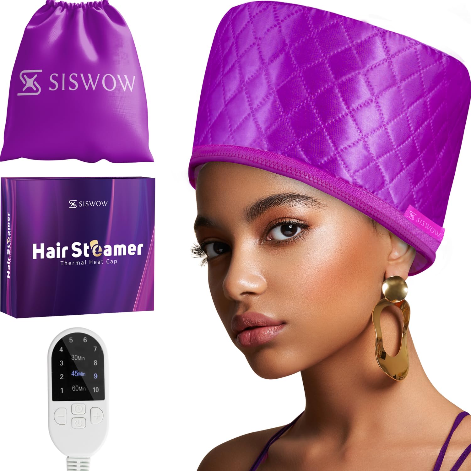 Gorro de vapor SISWOW para acondicionamiento profundo del cabello.