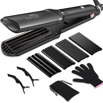 Sixriver crimpador cerámico con placas 4 en 1 para peinados brillantes