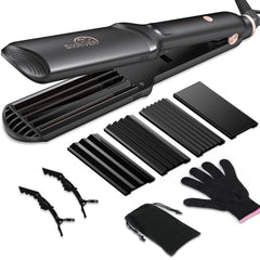 Sixriver crimpador cerámico con placas 4 en 1 para peinados brillantes
