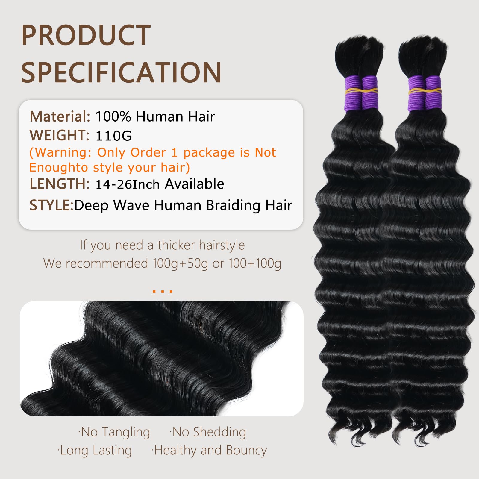 SJianFR cabello virgen brasileño, onda profunda, resultado más natural.