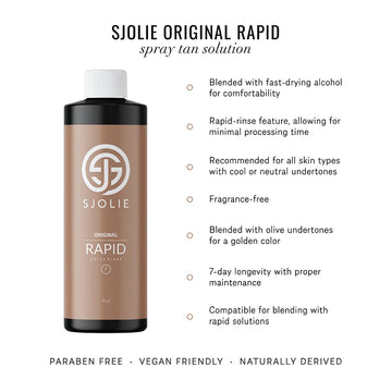 Aplicación suave de SJOLIE SUNLESS para un bronceado uniforme en la piel.