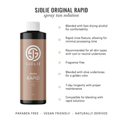 Aplicación suave de SJOLIE SUNLESS para un bronceado uniforme en la piel.