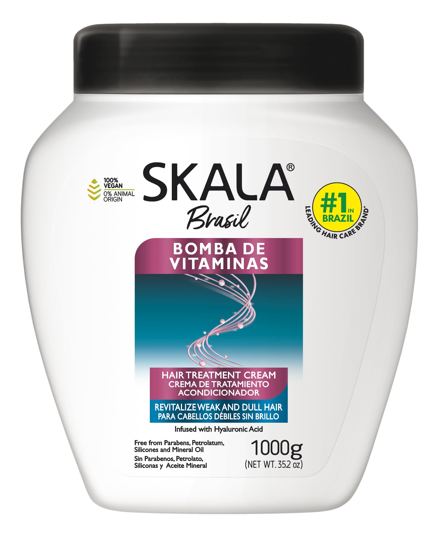 SKALA Expert Bomba de Vitaminas, botella dorada, ideal para fortalecer la fibra capilar en casa.