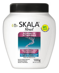 SKALA Expert Bomba de Vitaminas, botella dorada, ideal para fortalecer la fibra capilar en casa.