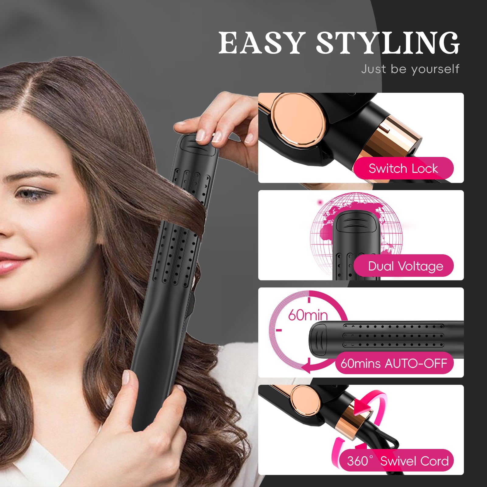 SKIMI Airflow Styler apagado automático a 60 minutos para seguridad.