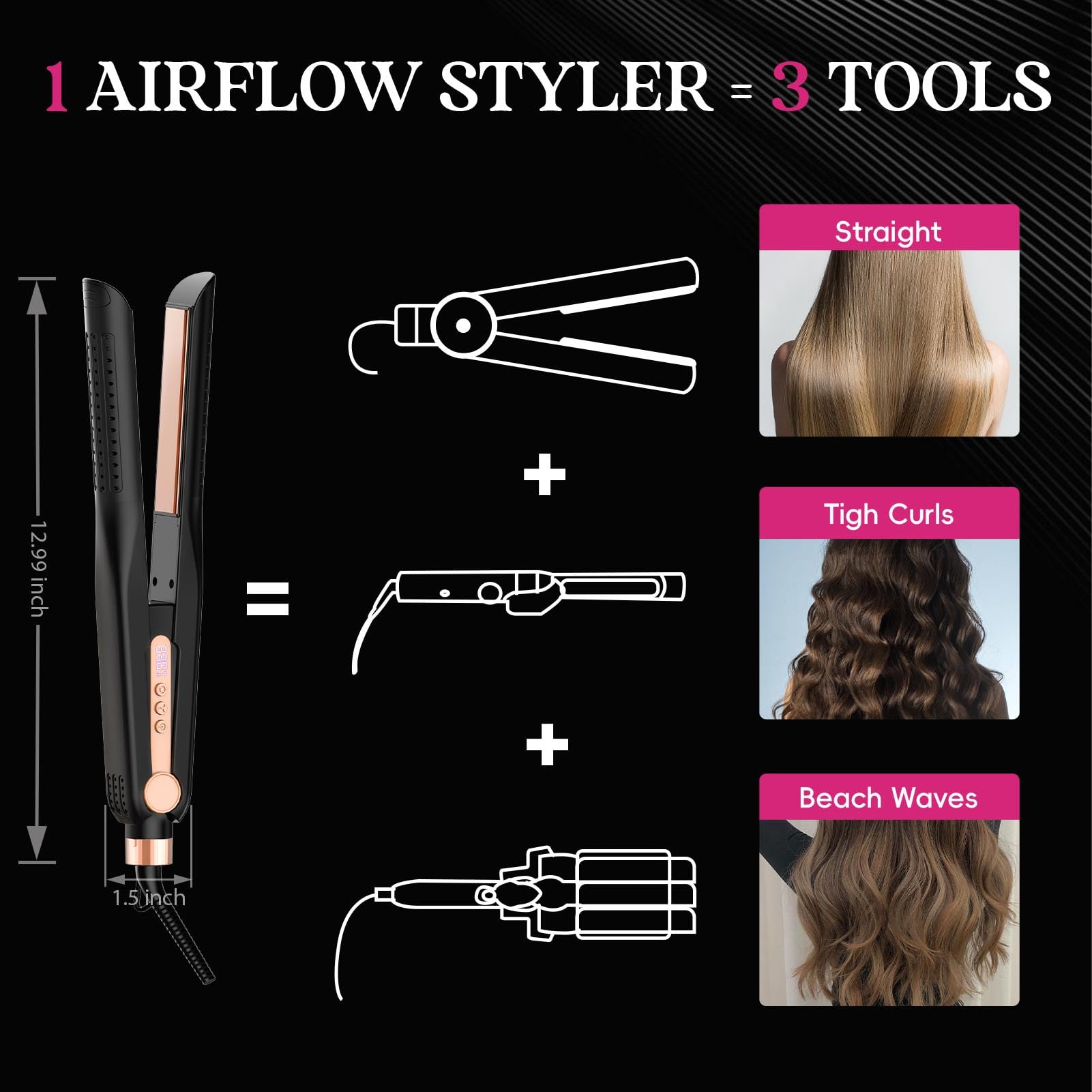 SKIMI Airflow Styler con cable giratorio anti-enredos para peinados fáciles.