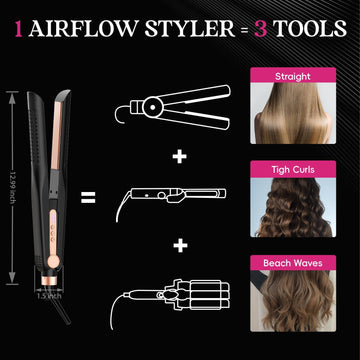 SKIMI Airflow Styler con cable giratorio anti-enredos para peinados fáciles.