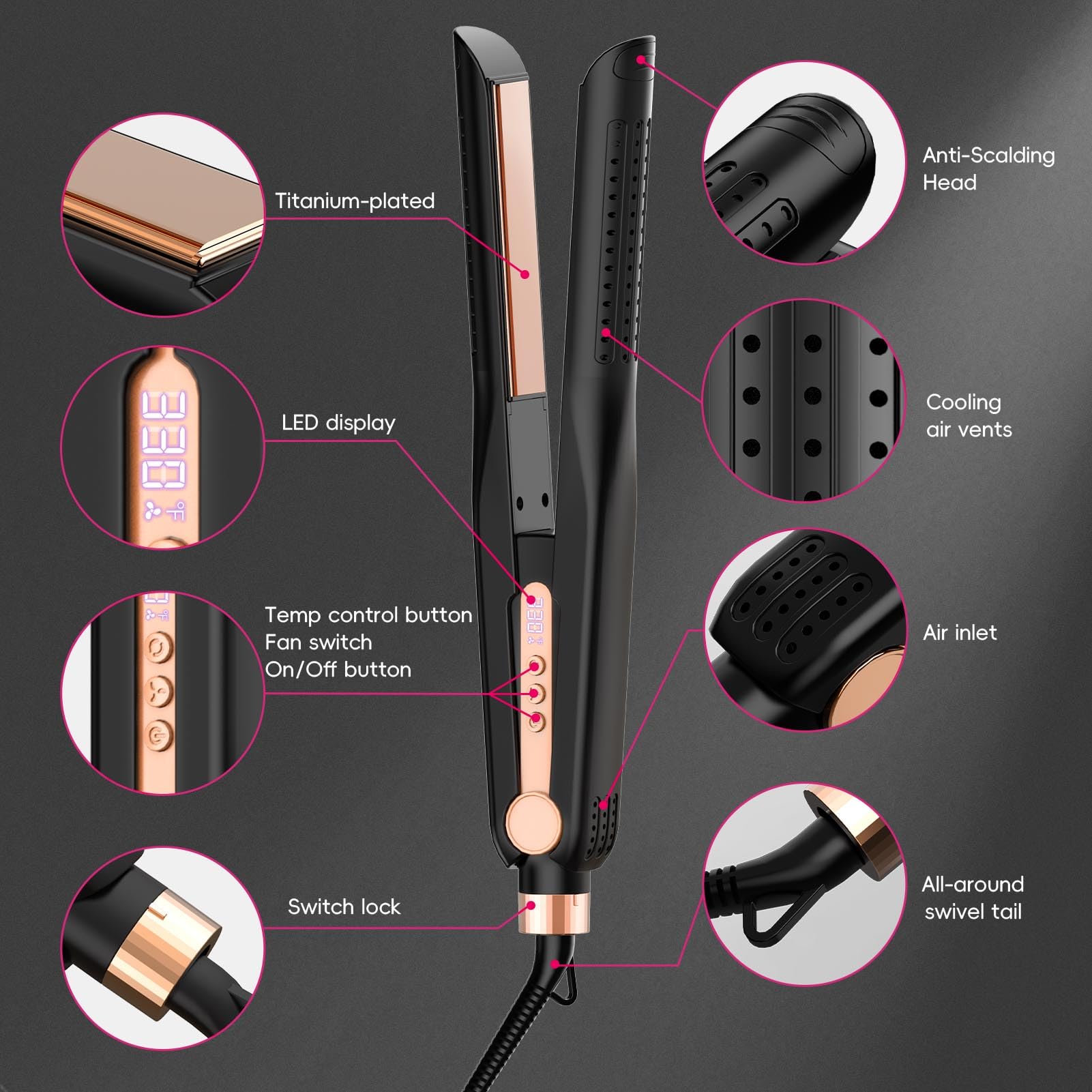 SKIMI Airflow Styler usa flujo de aire frío 360° para fijar estilo con brillo.