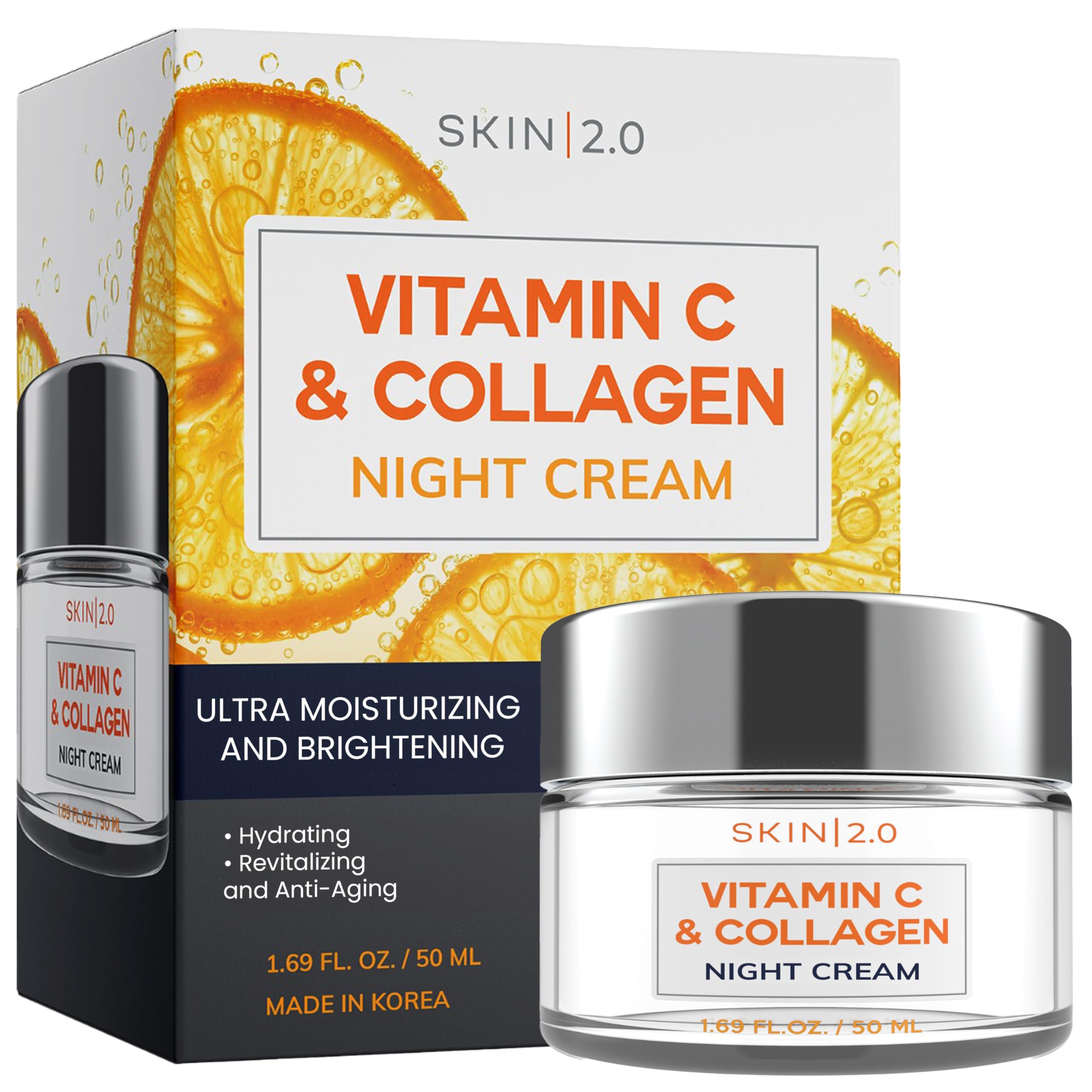 Skin 2.0 crema nocturna vitamina C y colágeno envase, ideal para iniciar la rutina.