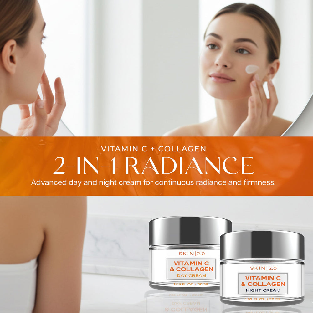 Skin 2.0 crema noche, Vitamina C y colágeno para renovación nocturna.